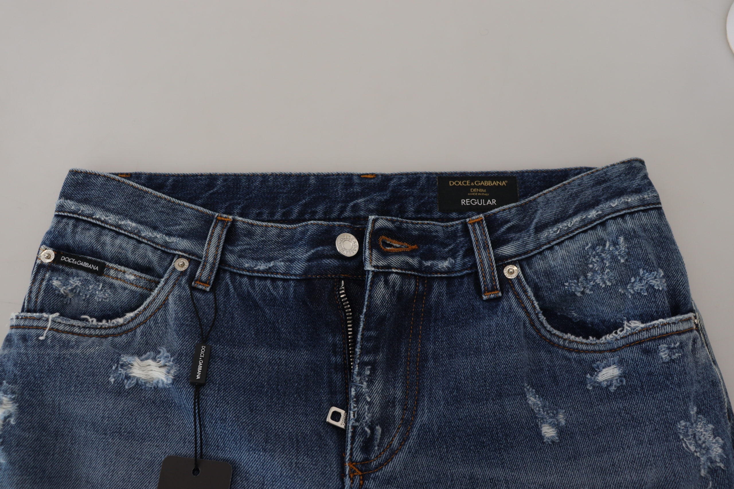 Blue Cotton Tattered Men Denim Jeans - ventzia