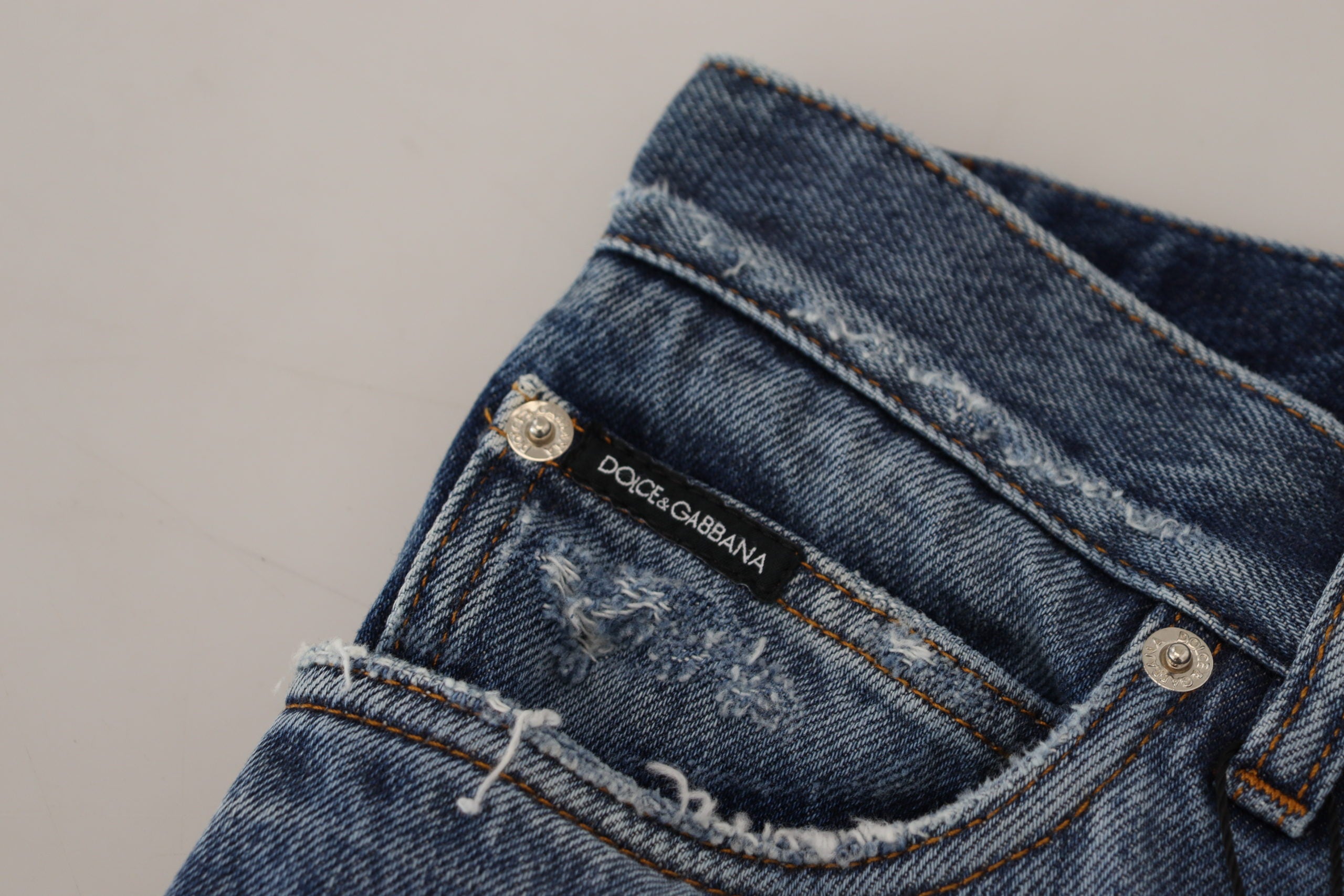 Blue Cotton Tattered Men Denim Jeans - ventzia