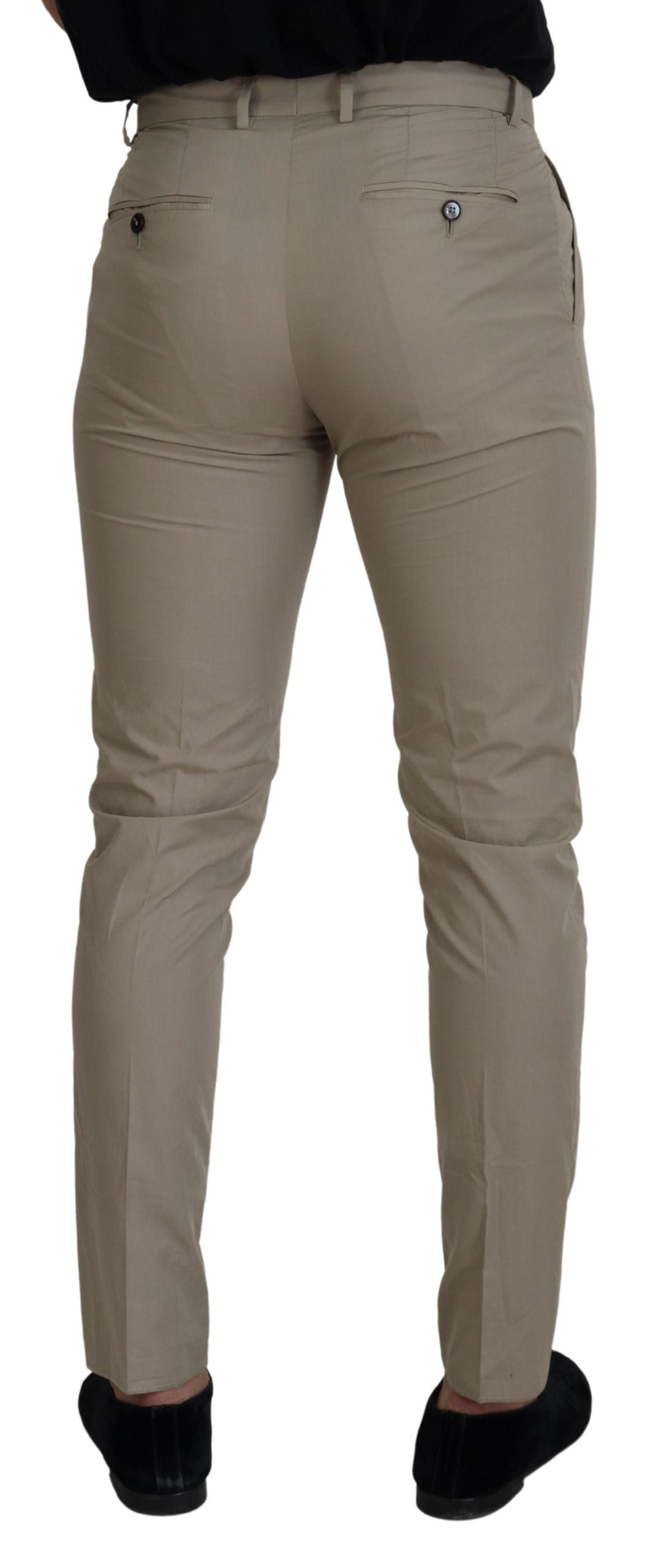 Beige Cotton Slim Fit Men Pants - ventzia