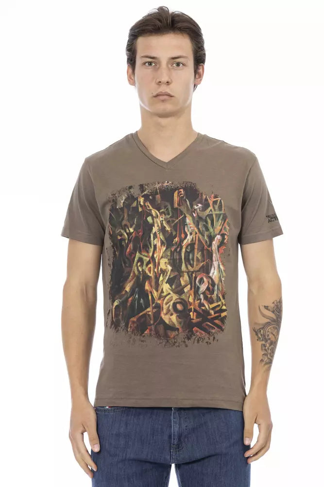 Brown Cotton Men T-Shirt - ventzia
