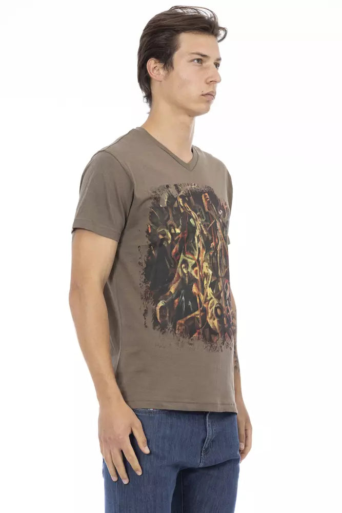 Brown Cotton Men T-Shirt - ventzia