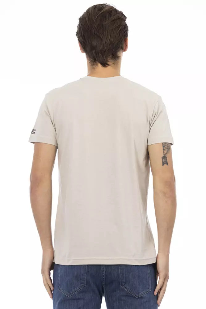 Beige Cotton Men T-Shirt - ventzia
