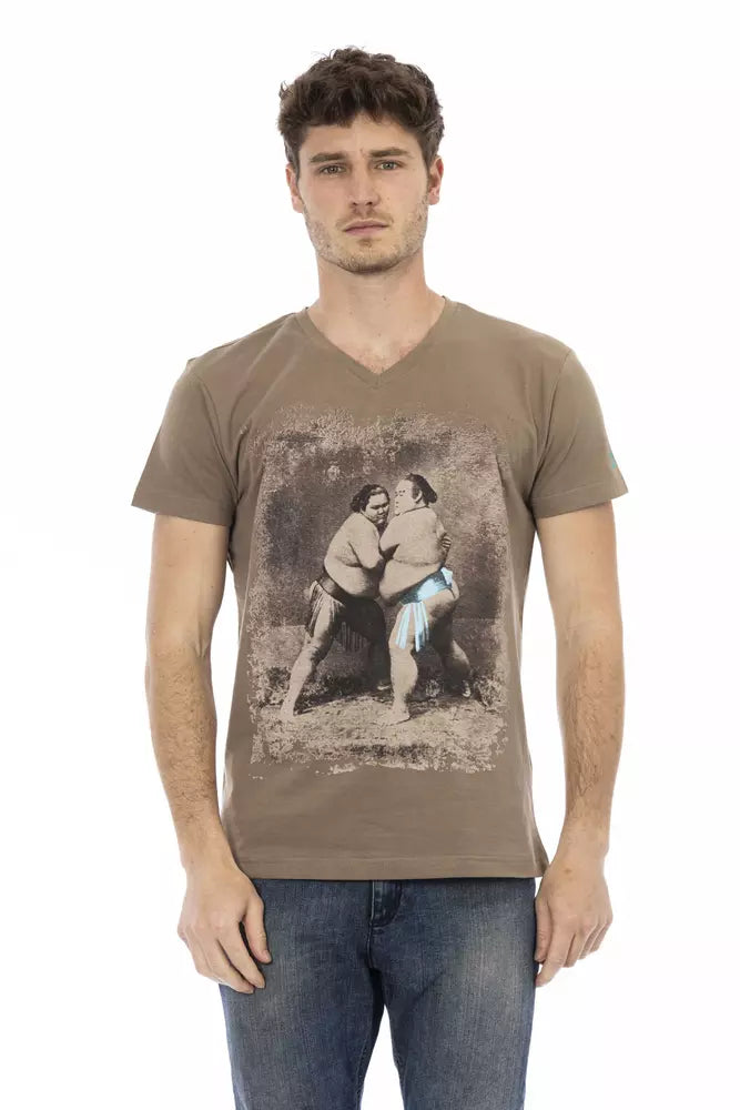 Brown Cotton Men T-Shirt - ventzia