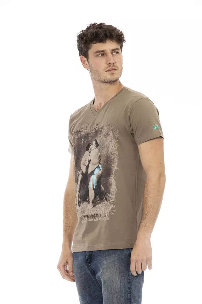 Brown Cotton Men T-Shirt - ventzia