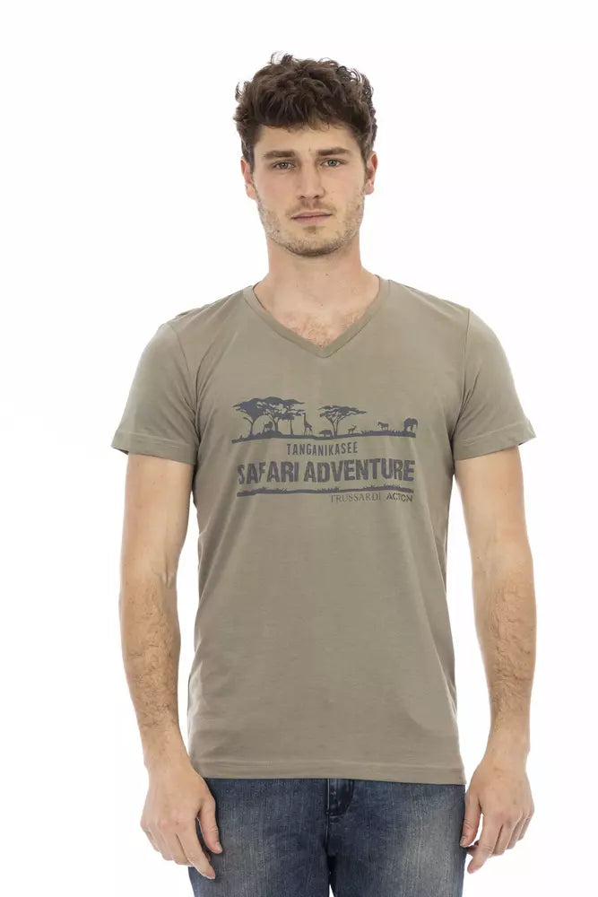 Brown Cotton Men T-Shirt - ventzia