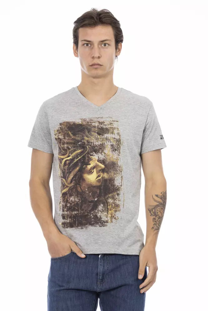 Gray Cotton Men T-Shirt - ventzia
