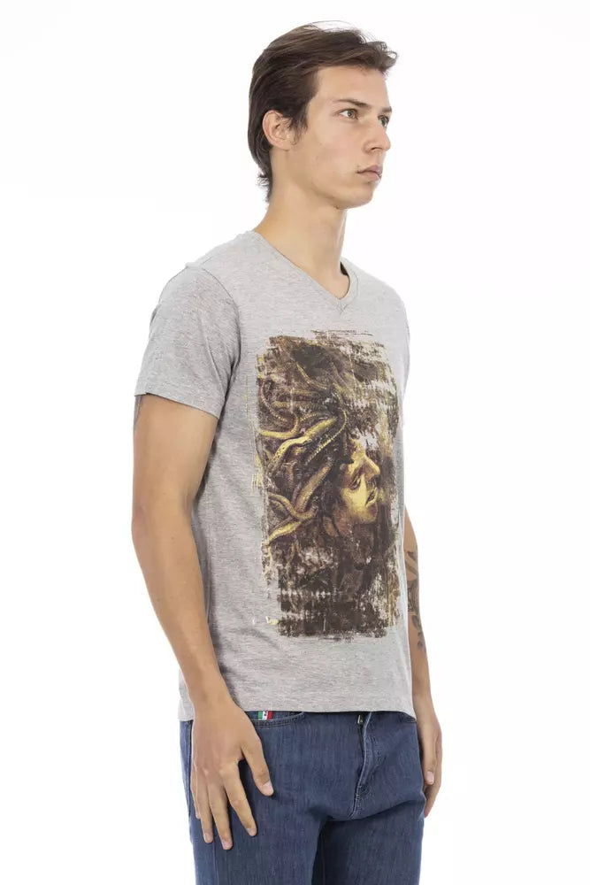Gray Cotton Men T-Shirt - ventzia