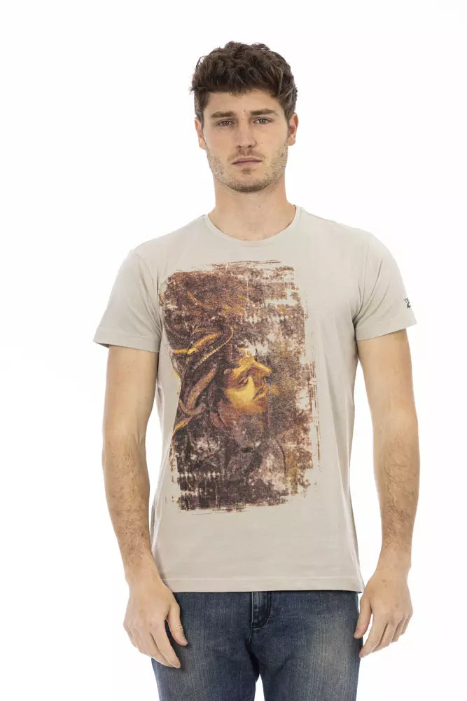 Beige Cotton Men T-Shirt - ventzia