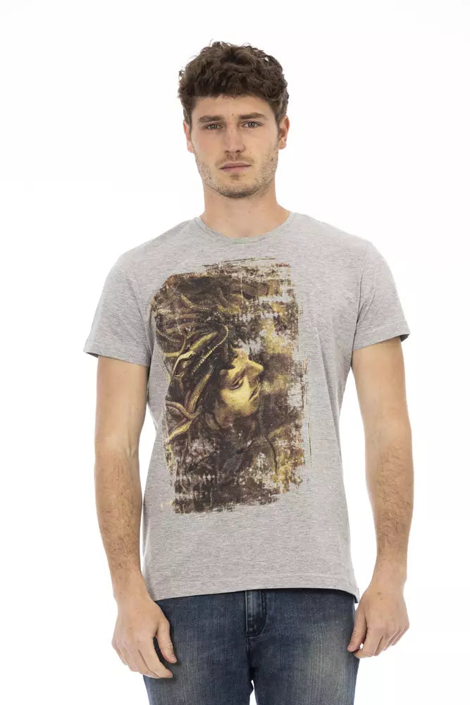 Gray Cotton Men T-Shirt - ventzia