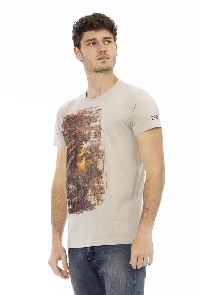 Beige Cotton Men T-Shirt - ventzia