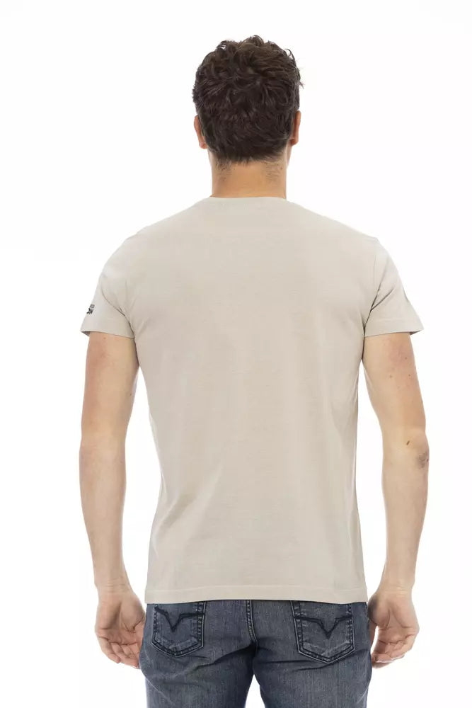 Beige Cotton Men T-Shirt - ventzia