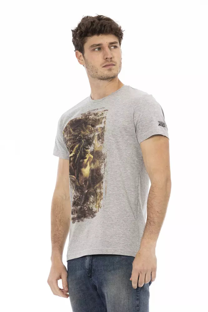 Gray Cotton Men T-Shirt - ventzia
