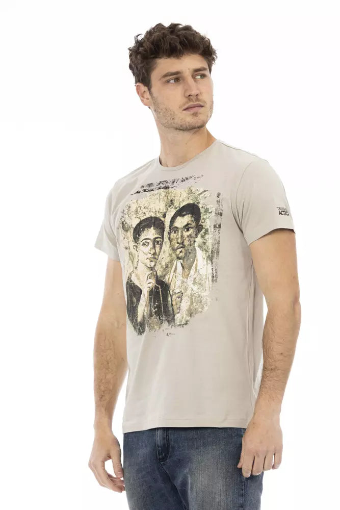 Beige Cotton Men T-Shirt - ventzia