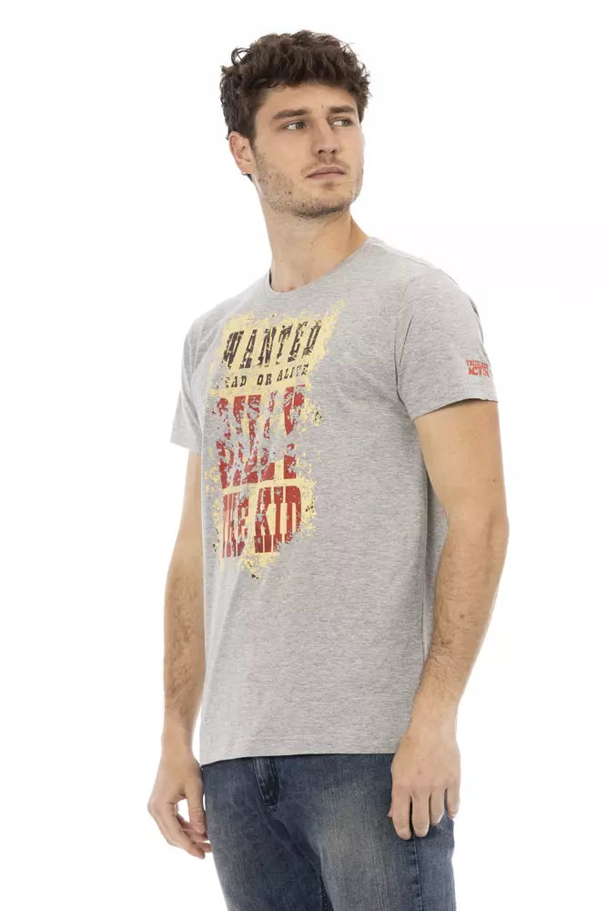 Gray Cotton Men T-Shirt - ventzia