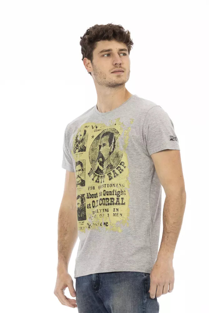 Gray Cotton Men T-Shirt - ventzia