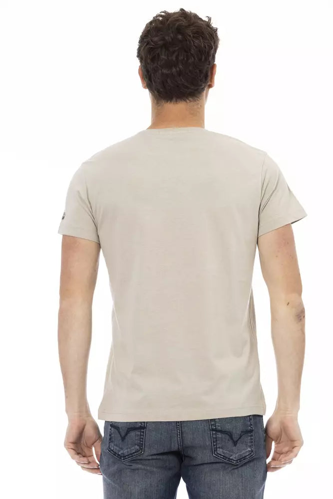 Beige Cotton Men T-Shirt - ventzia