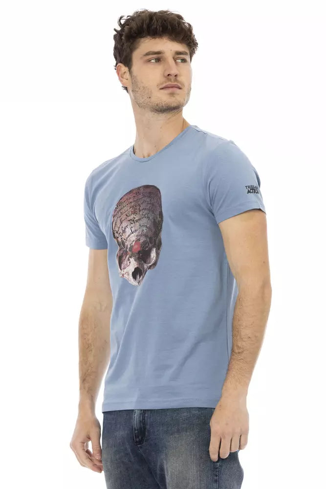 Light Blue Cotton Men T-Shirt - ventzia