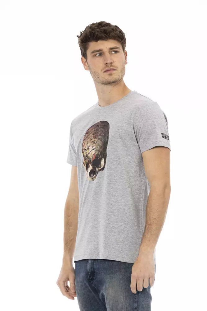 Gray Cotton Men T-Shirt - ventzia