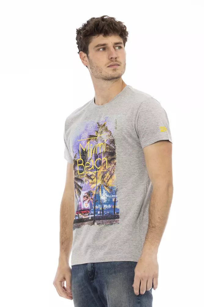 Gray Cotton Men T-Shirt - ventzia