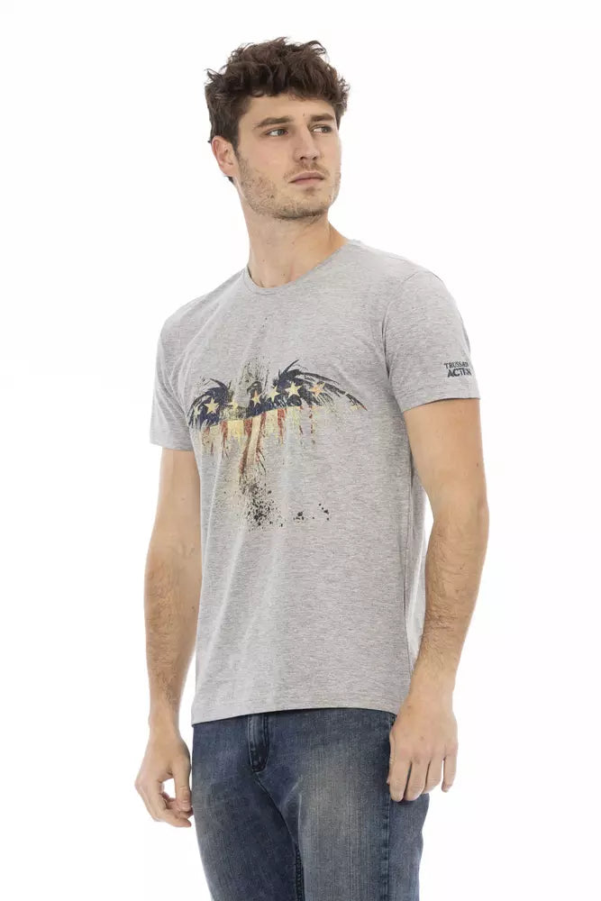 Gray Cotton Men T-Shirt - ventzia