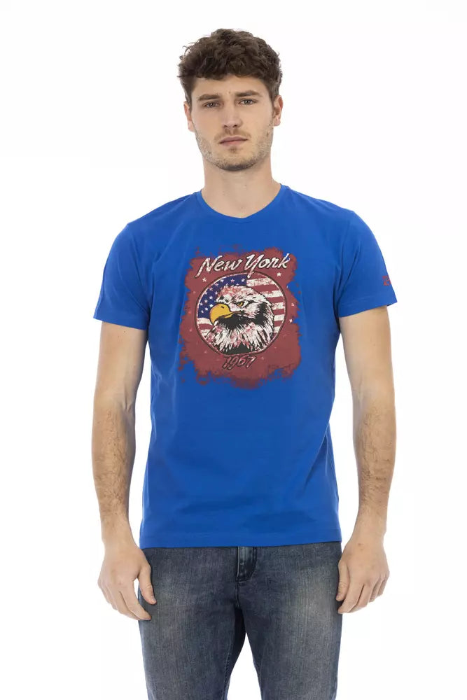 Blue Cotton Men's T-Shirt - ventzia