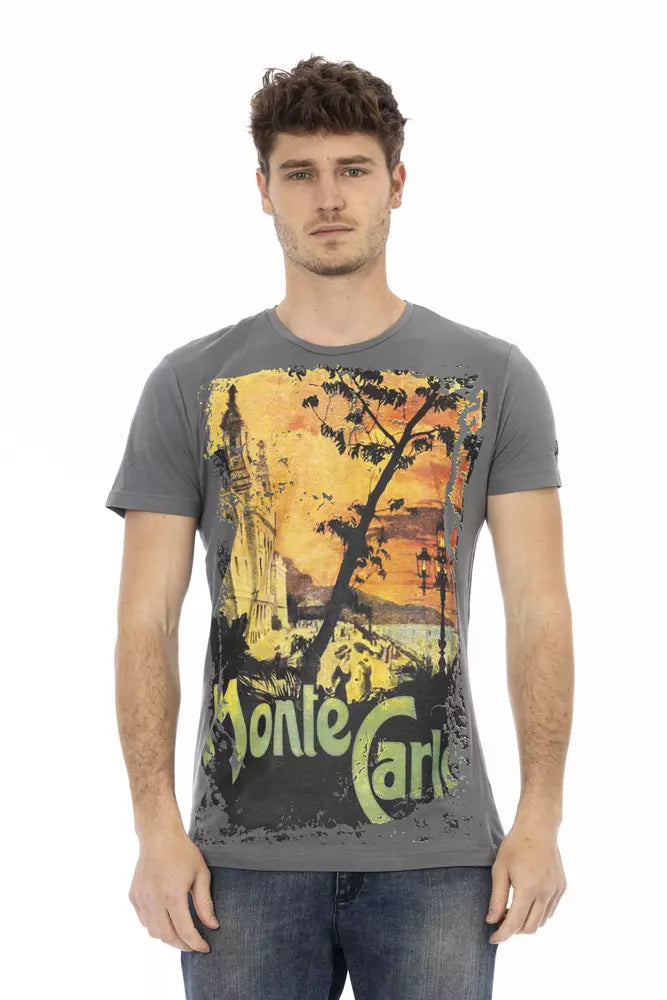 Gray Cotton Men T-Shirt - ventzia