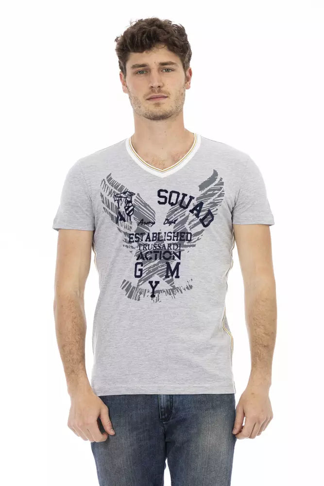 Gray Cotton Men T-Shirt - ventzia