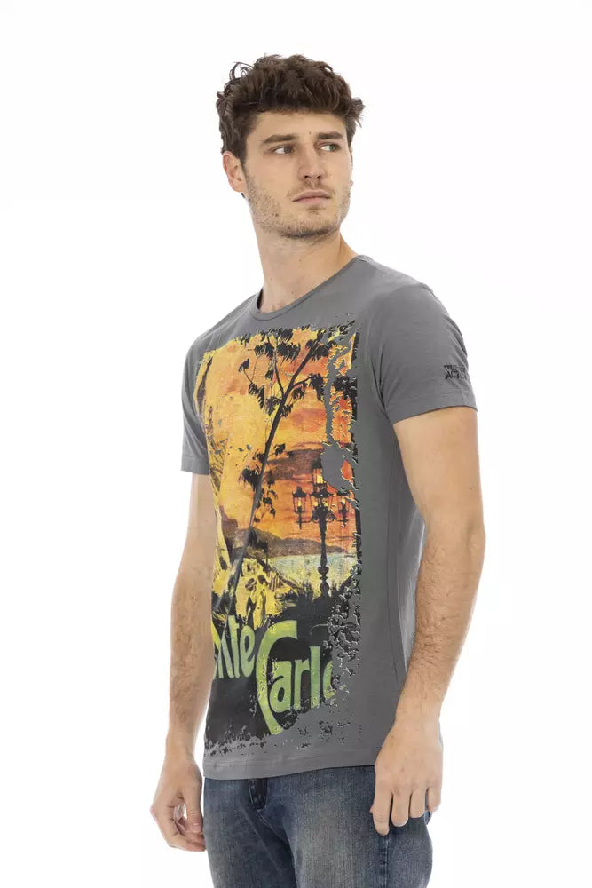 Gray Cotton Men T-Shirt - ventzia