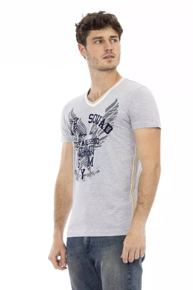 Gray Cotton Men T-Shirt - ventzia