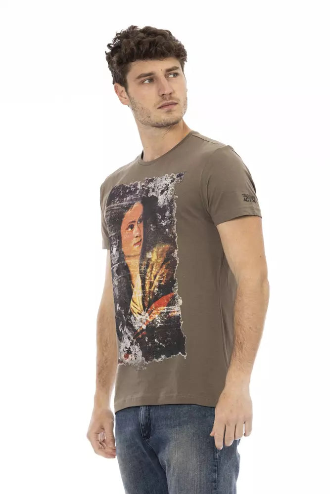 Brown Cotton Men T-Shirt - ventzia