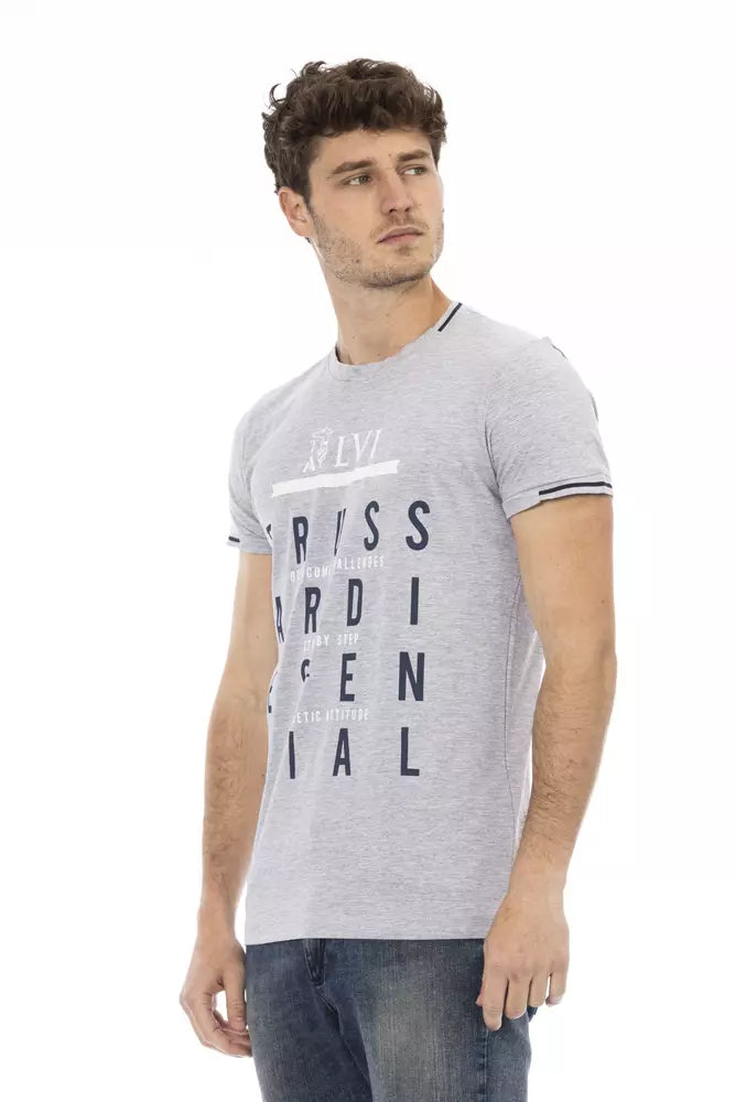 Gray Cotton Men T-Shirt - ventzia