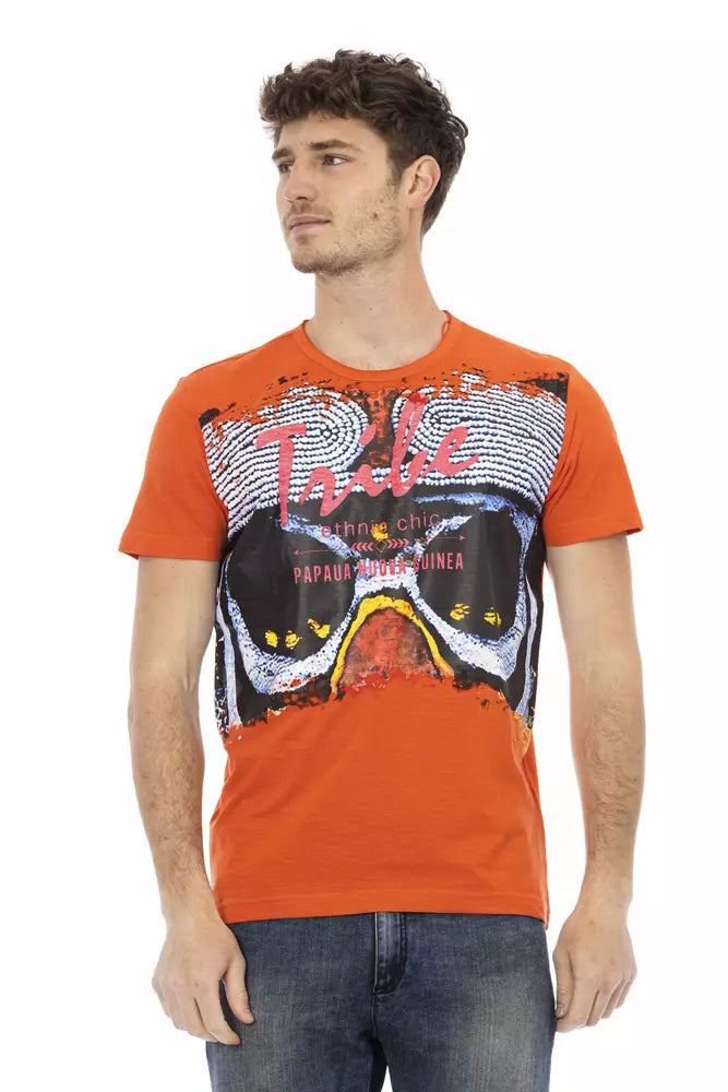 Orange Cotton Men T-Shirt - ventzia