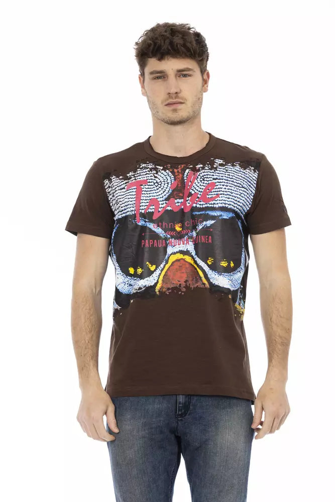 Brown Cotton Men T-Shirt - ventzia