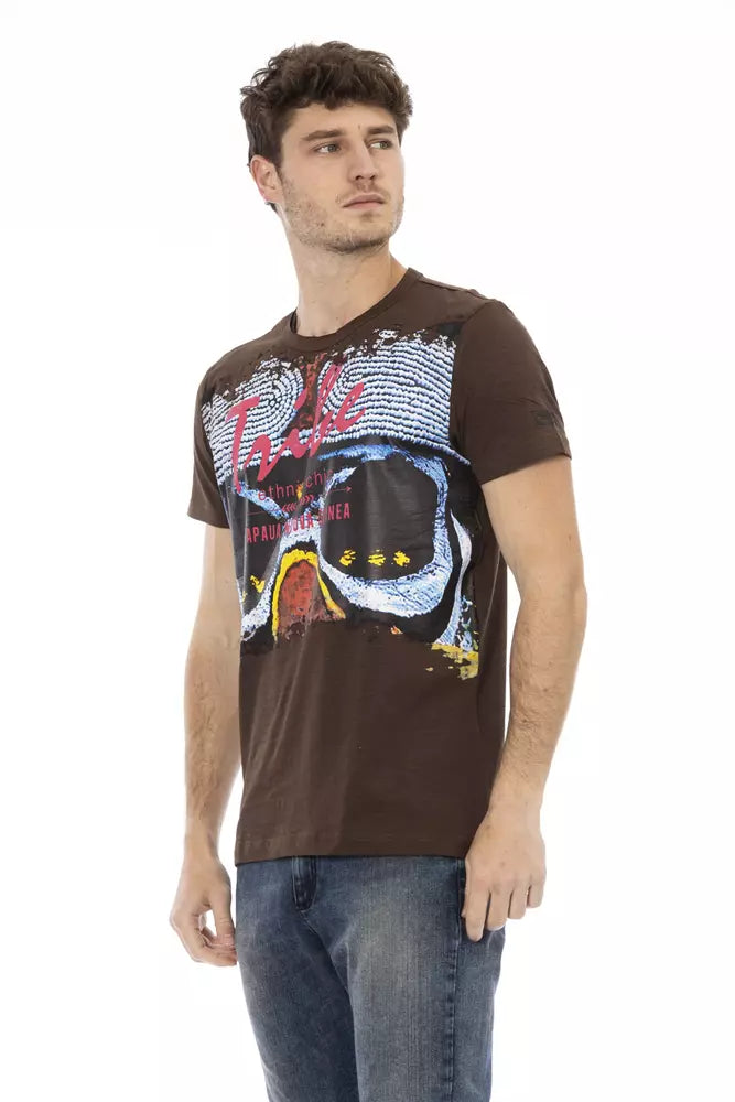Brown Cotton Men T-Shirt - ventzia