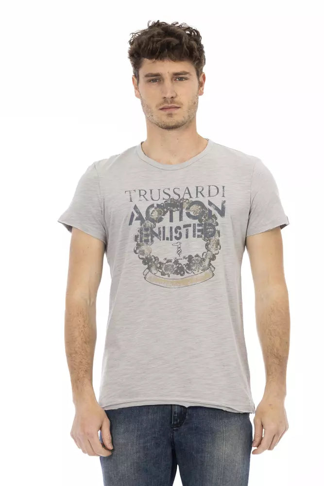 Gray Cotton Men T-Shirt - ventzia