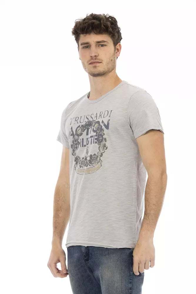 Gray Cotton Men T-Shirt - ventzia