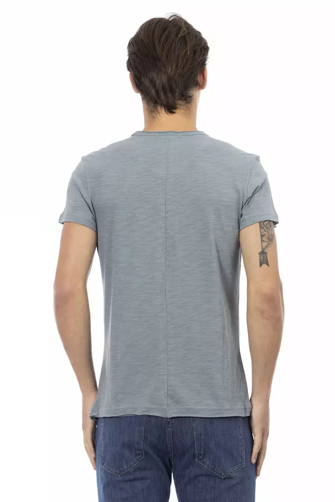 Gray Cotton Men T-Shirt - ventzia