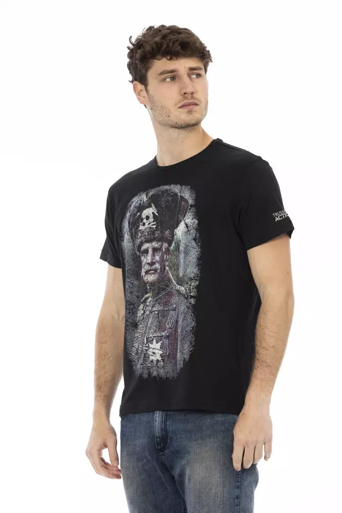 Black Cotton Men T-Shirt - ventzia