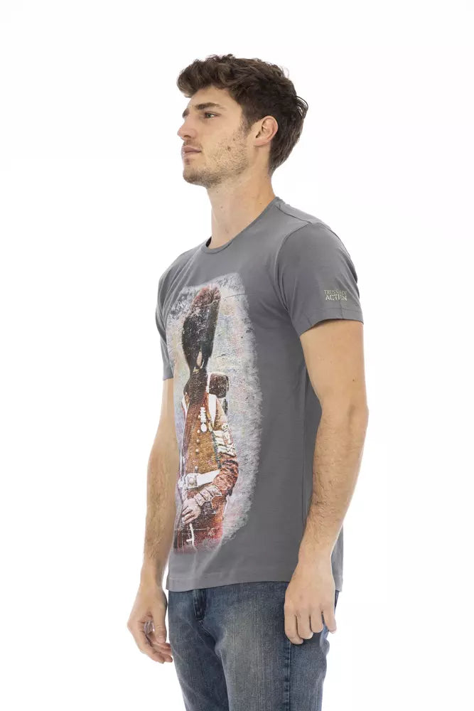 Gray Cotton Men T-Shirt - ventzia