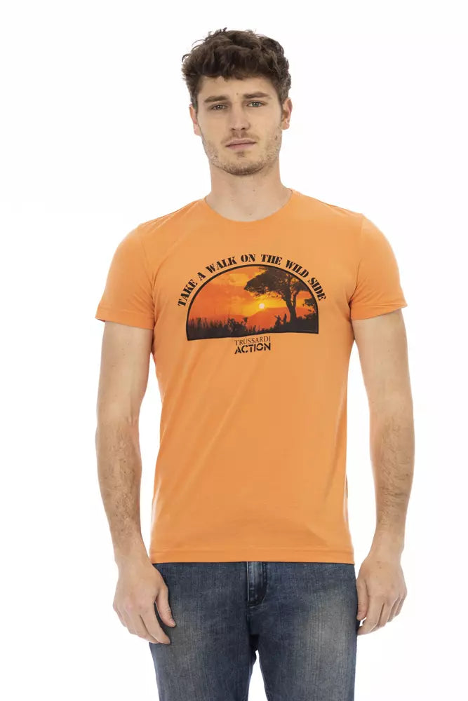 Orange Cotton Men T-Shirt - ventzia