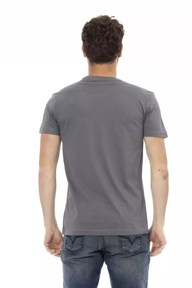 Gray Cotton Men T-Shirt - ventzia