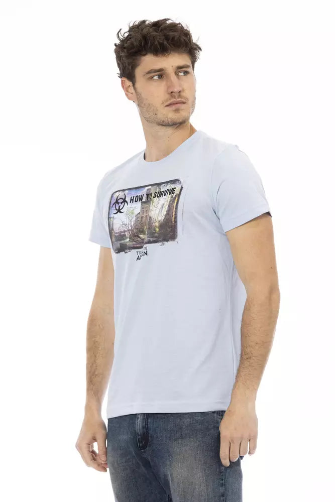 Light Blue Cotton Men T-Shirt - ventzia