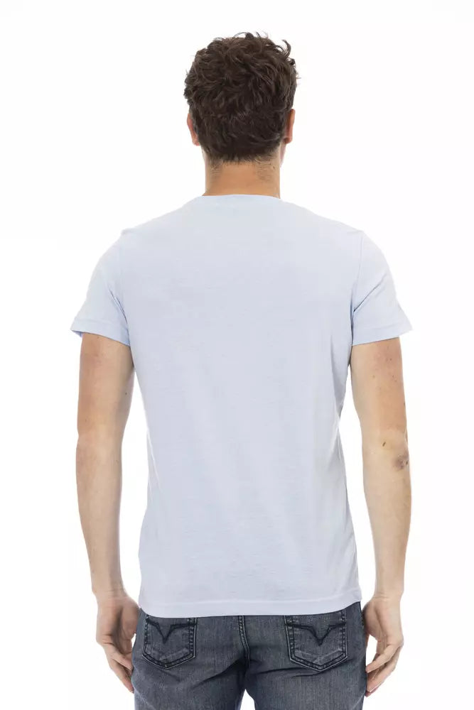 Light Blue Cotton Men T-Shirt - ventzia