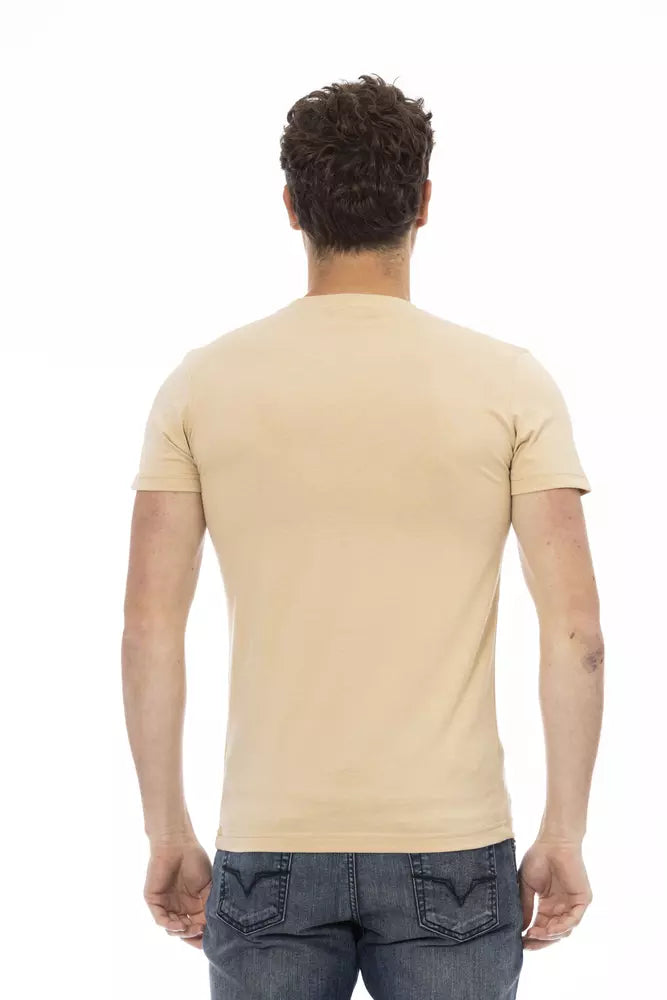 Beige Cotton Men T-Shirt - ventzia