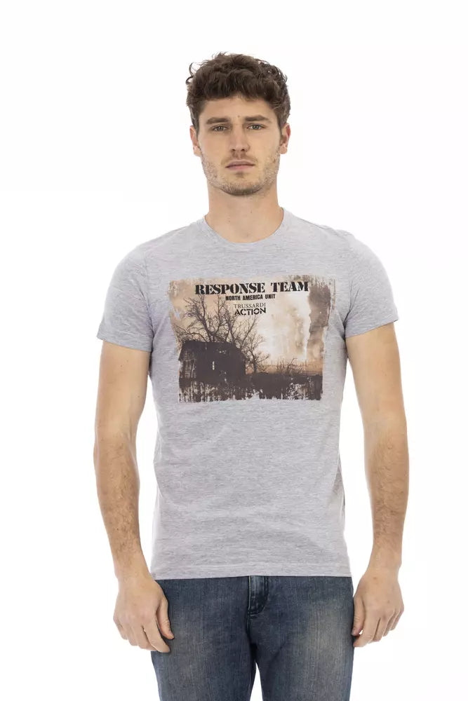 Gray Cotton Men T-Shirt - ventzia