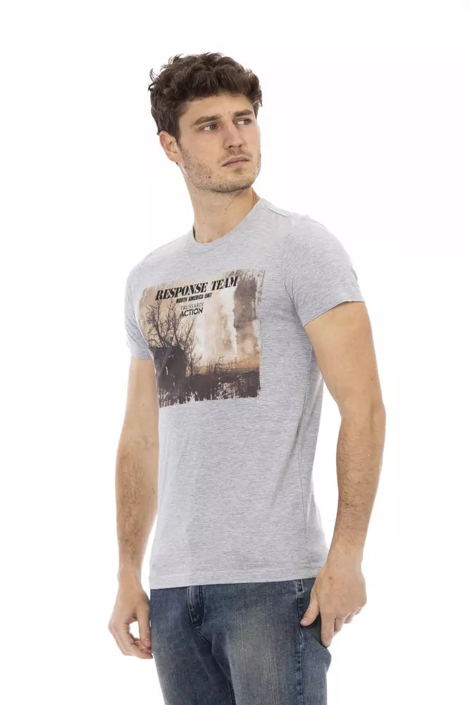Gray Cotton Men T-Shirt - ventzia