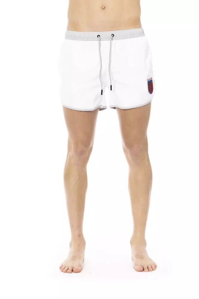 White Polyester Men Swim Short - ventzia