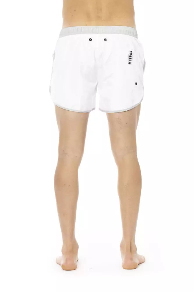 White Polyester Men Swim Short - ventzia