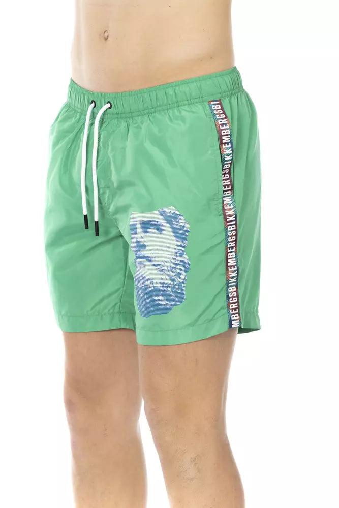 Green Polyester Men Swim Short - ventzia