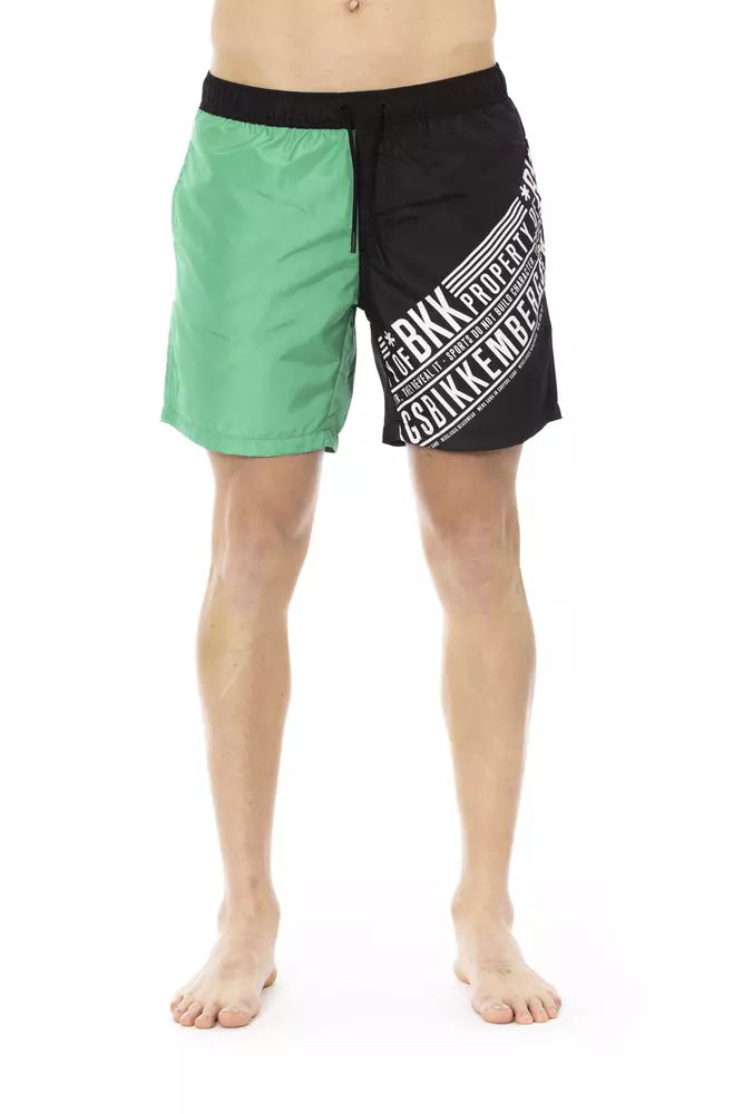 Green Polyester Men Swim Short - ventzia